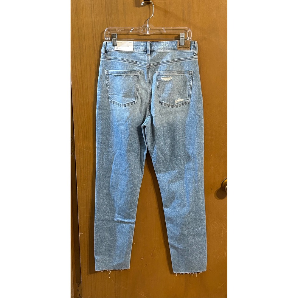 American Eagle Stretch Mom Jeans Womens 10 Long Distressed Raw Hem Light Wash - Picture 5 of 5